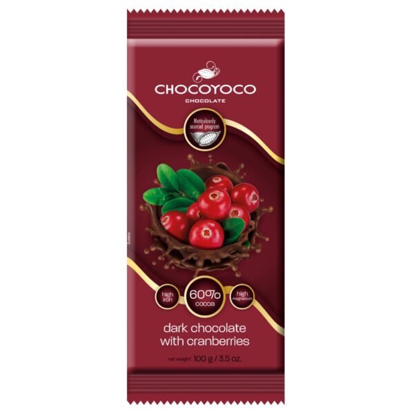 Chocoyoco Dark Chocolate & Cranberries 60%