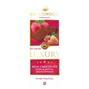 Chocoyoco Luxury Milk Chocolate 32% Almond & Strawberry