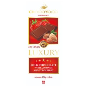 Chocoyoco Luxury Milk Chocolate 32% Almond & Strawberry