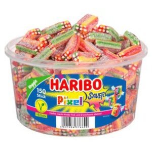 Haribo Rainbow Pixel Sour Tub 1.2KG
