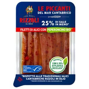 Rizzoli Le Piccanti Anchovy Fillets From The Cantabrian Sea Organic Chilli 60G
